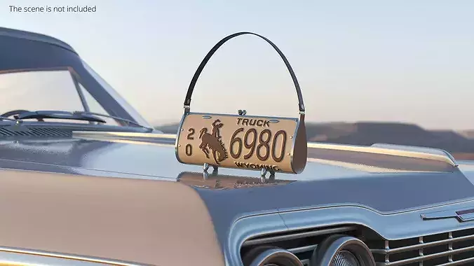 Vintage Western Style Wyoming Plate Bag Beige 3D model 2