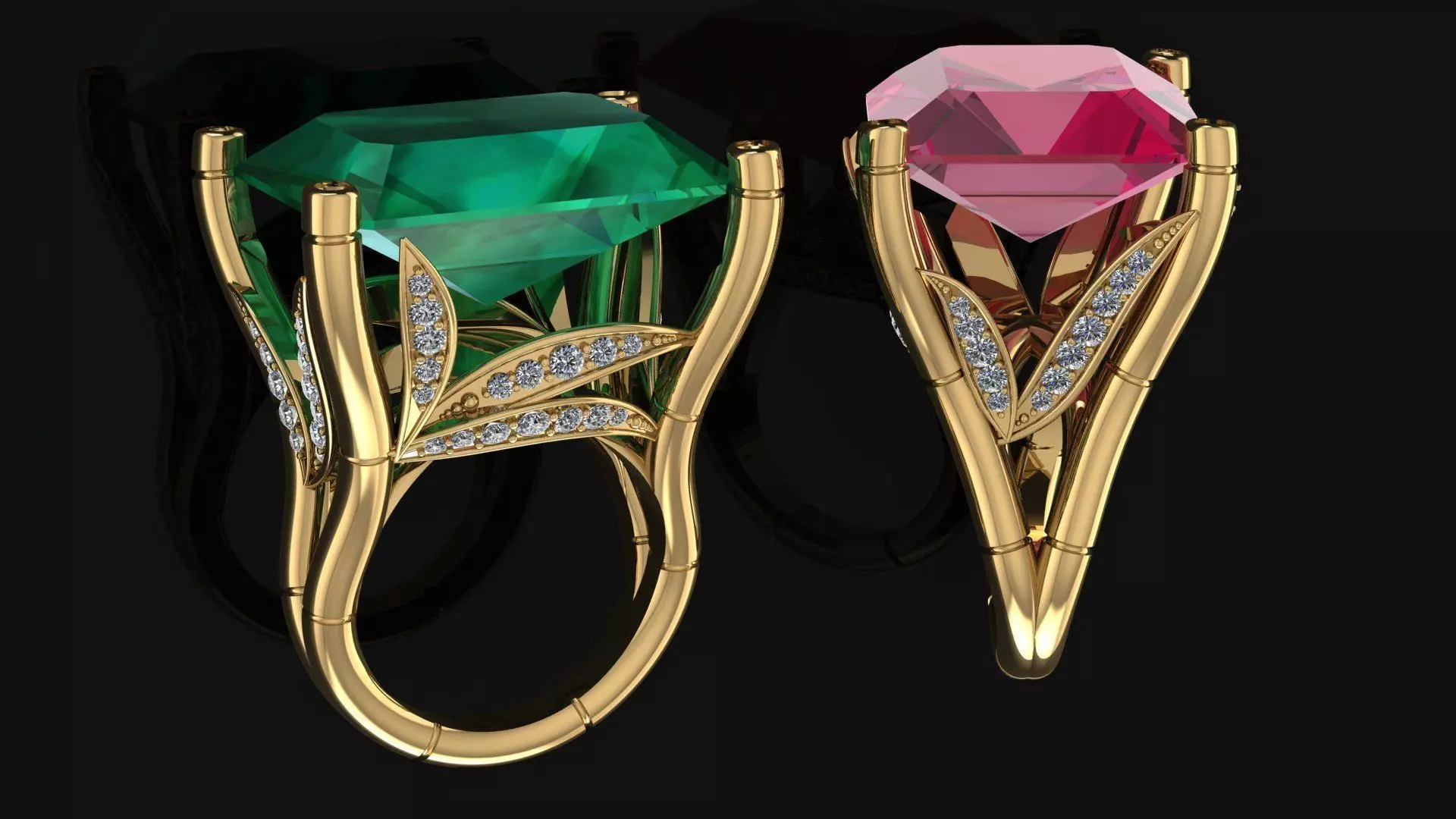 Ring emerald cut diamond 3D print model_0