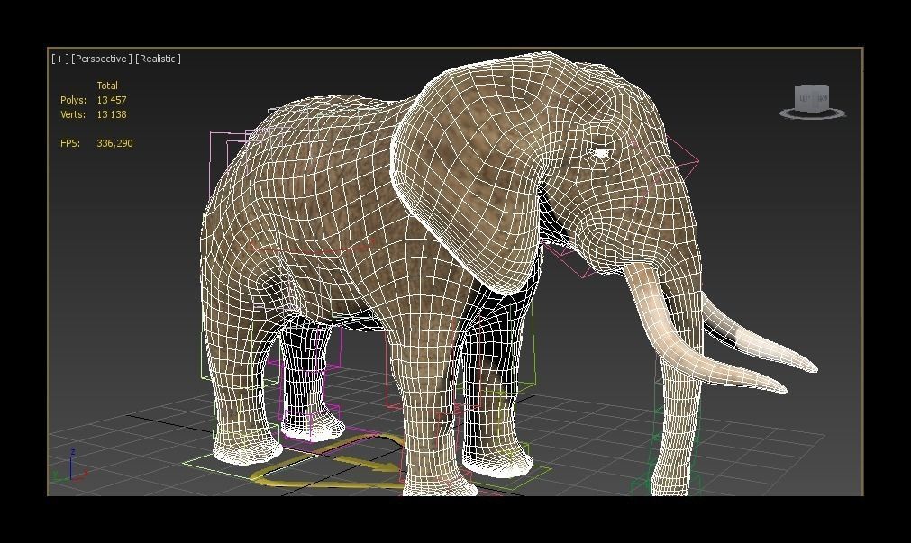 Brown Elephant Low-poly 3D model_8