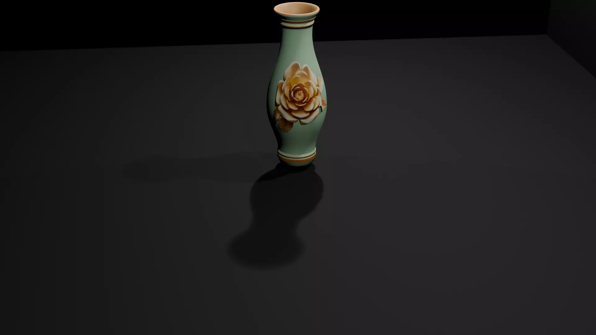 Modern flower vase with golden accent 3D model