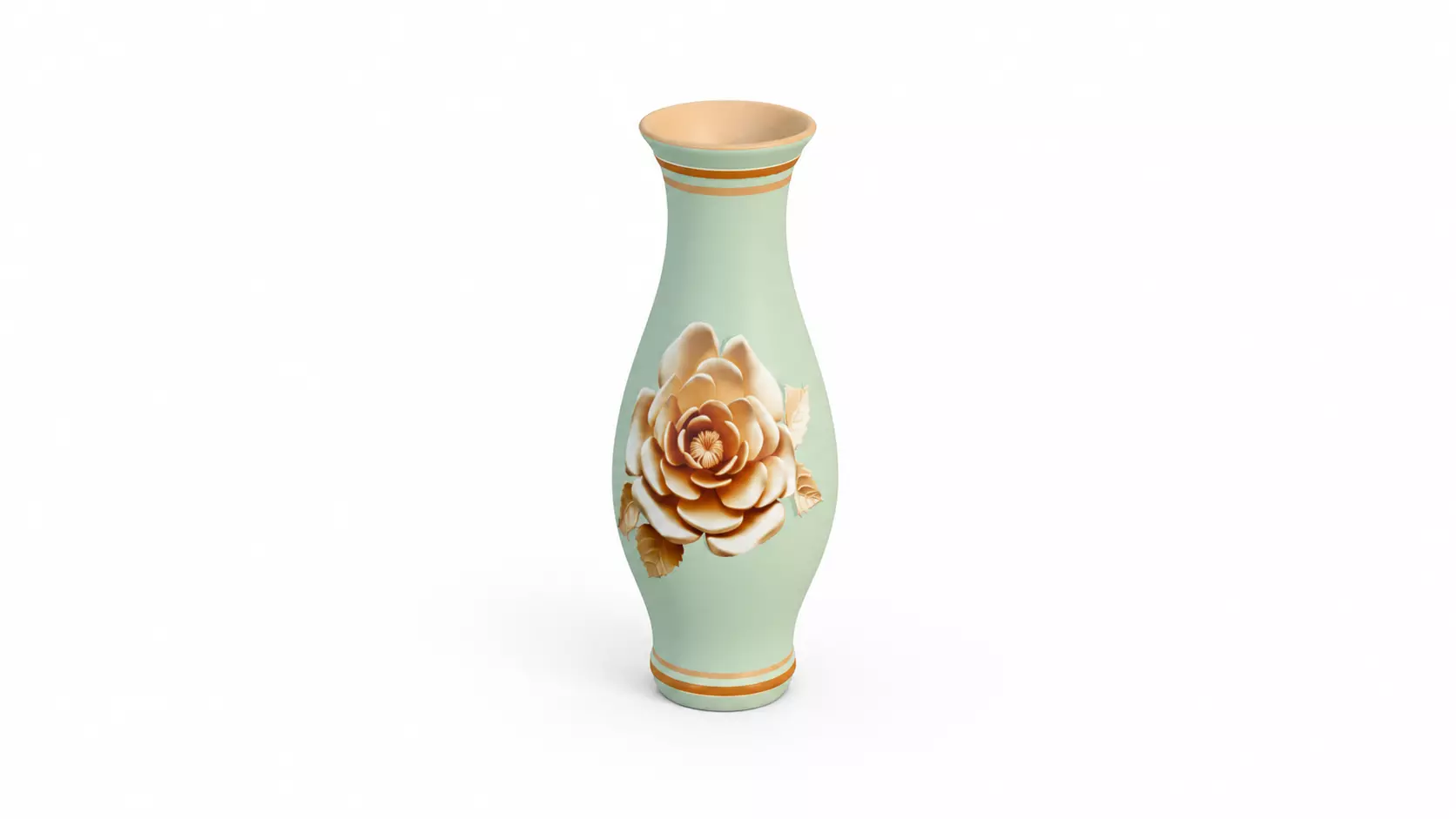Modern flower vase with golden accent Free 3D model