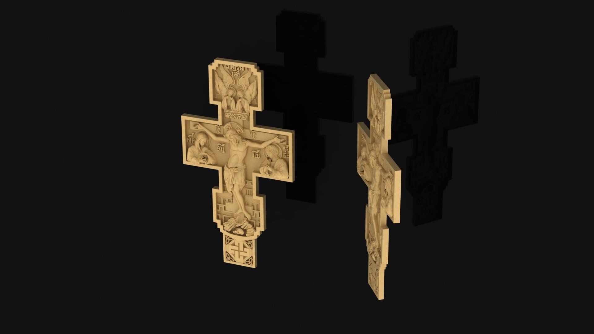 Cross wooden 3D print model_1