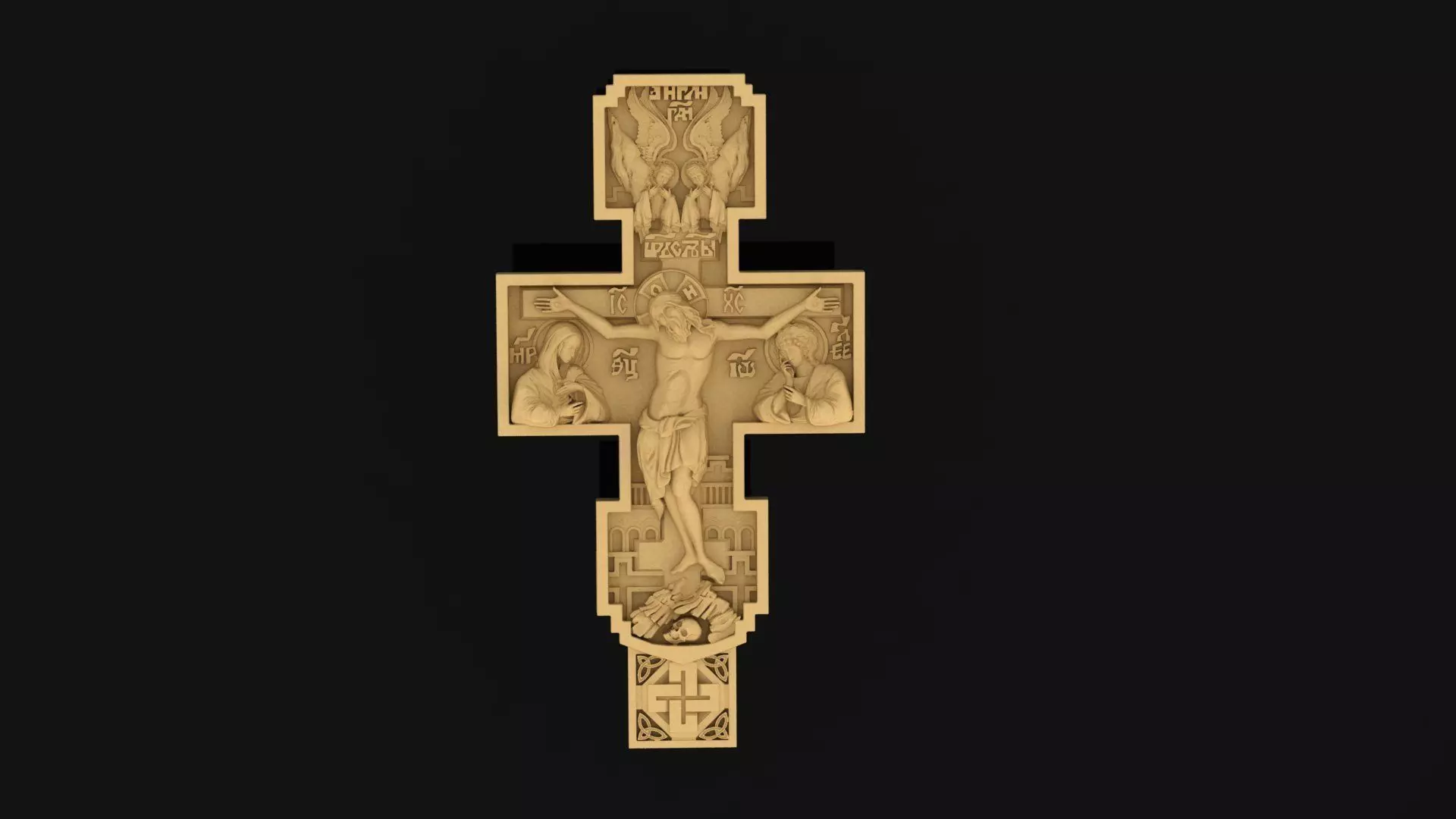 Cross wooden 3D print model_0