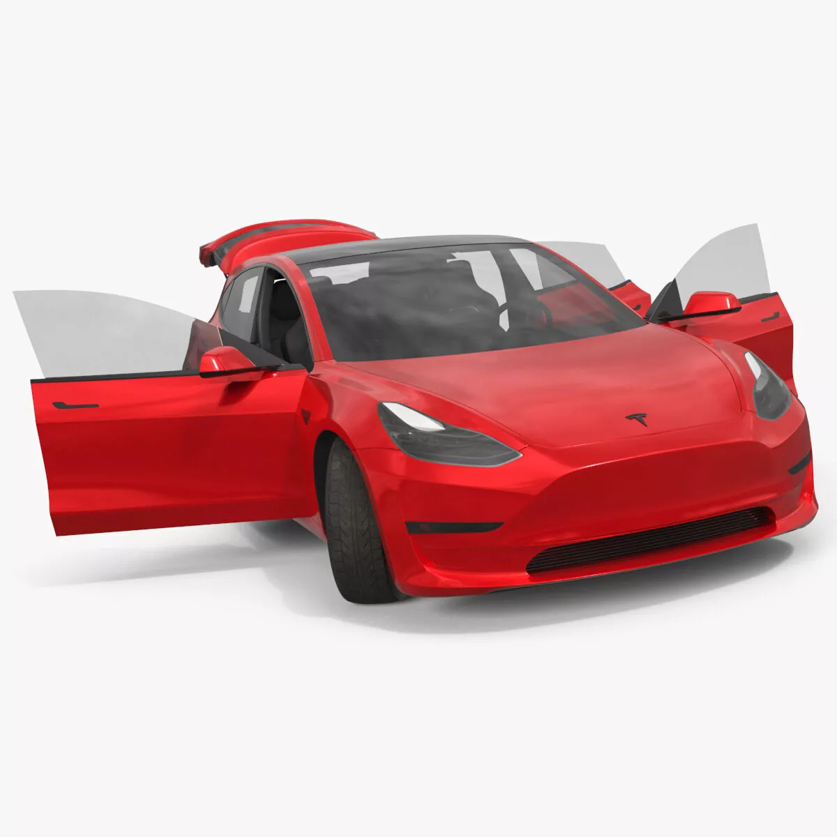 Tesla Model Q Electric Crossover Red Rigged 3D model