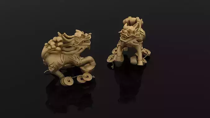 Dragon wooden statue of chinese deity