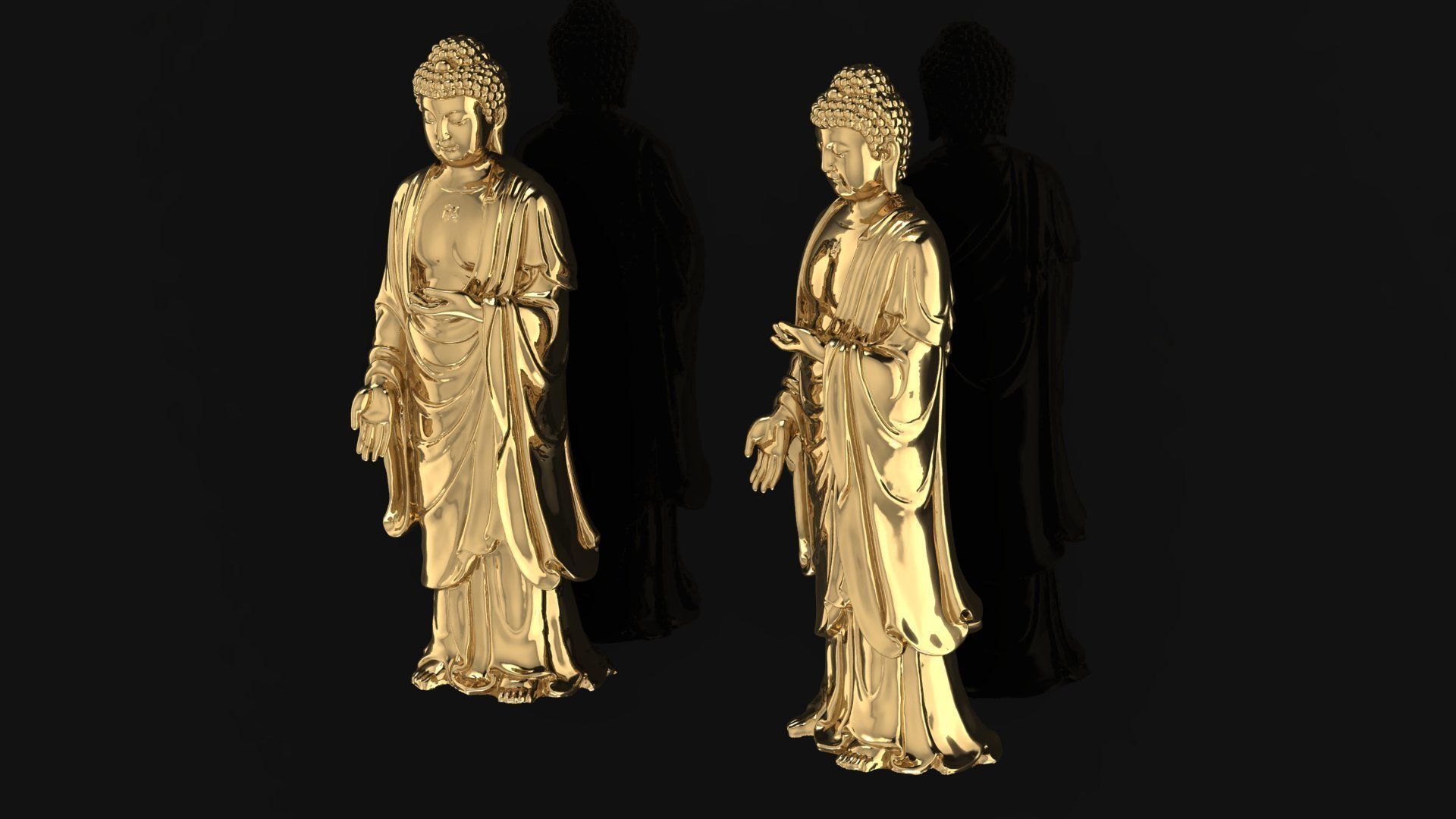 Buddha pair of statues 3D print model_1