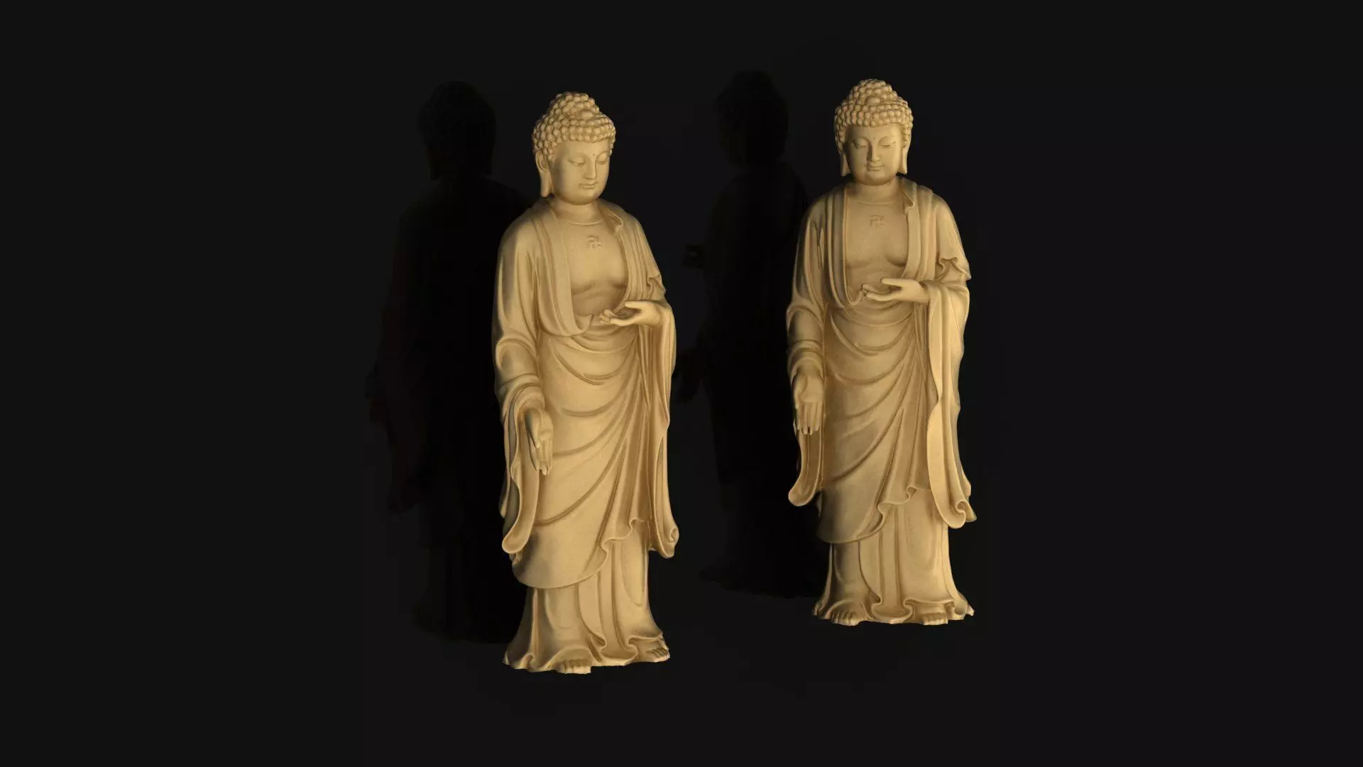 Buddha pair of statues 3D print model_0