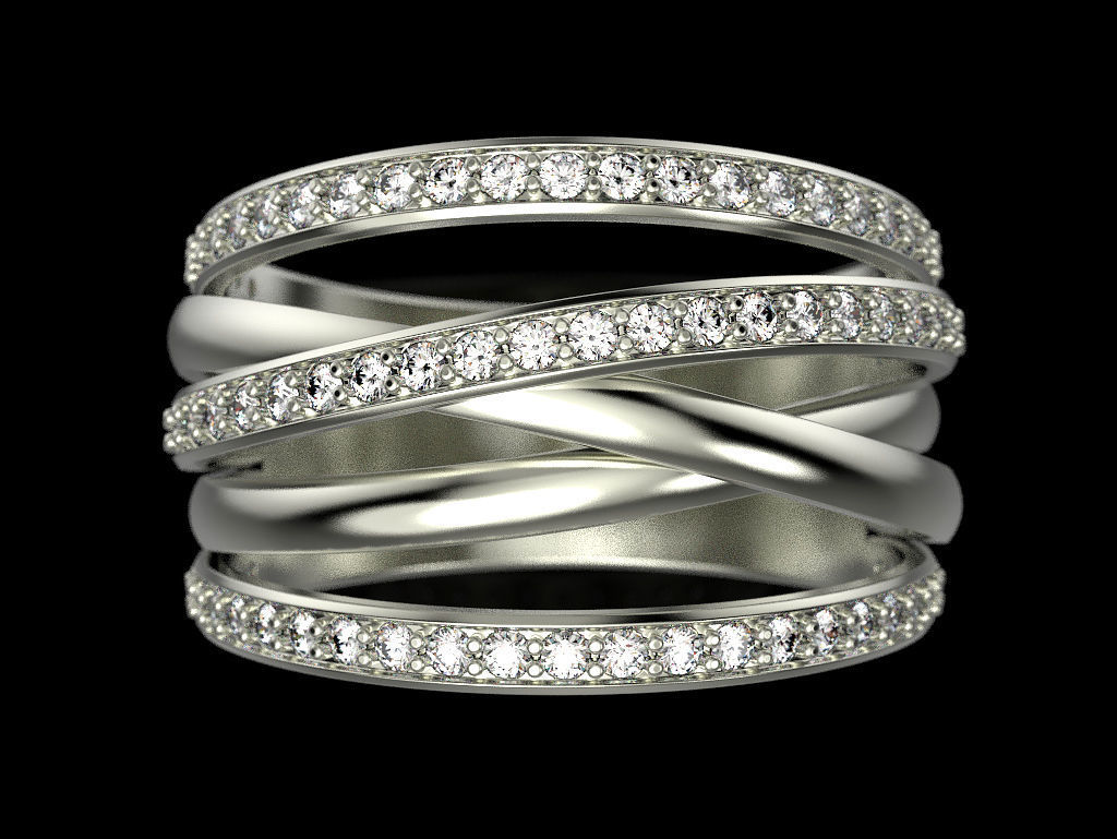 Multi band ring 3D print model_1