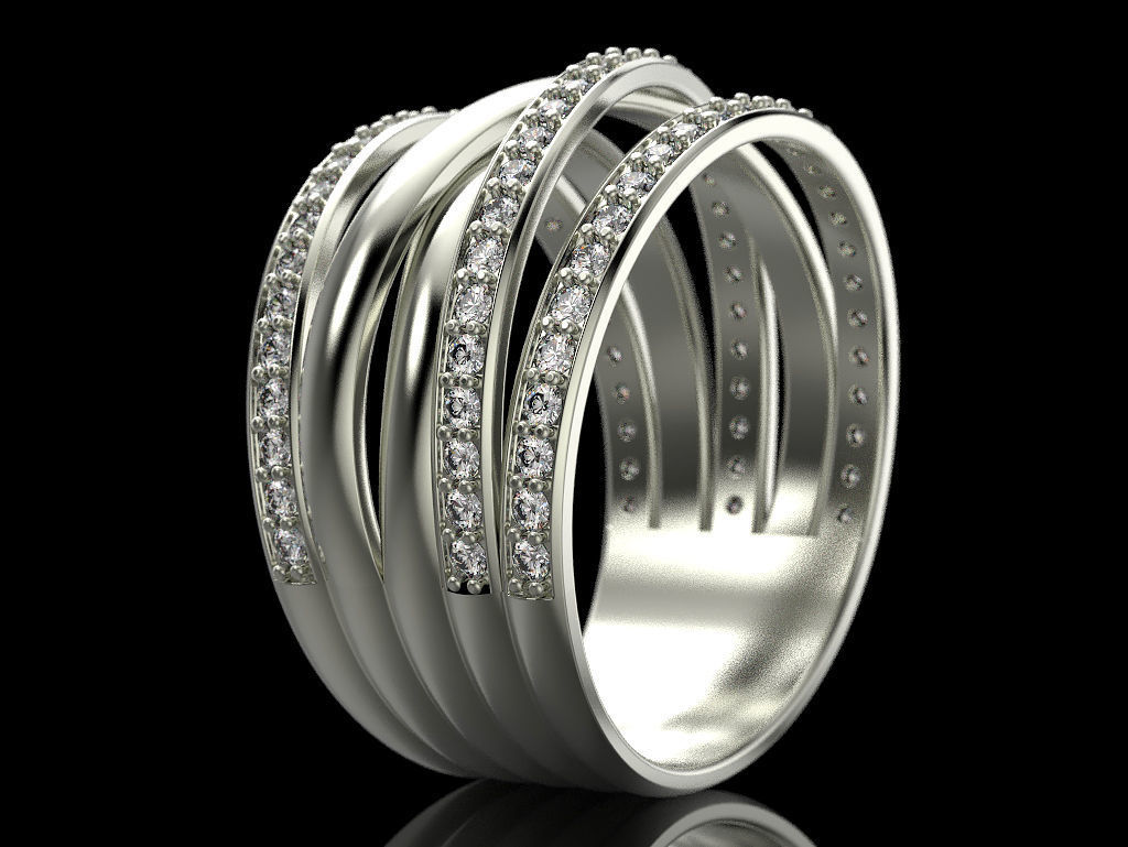 Multi band ring 3D print model_2