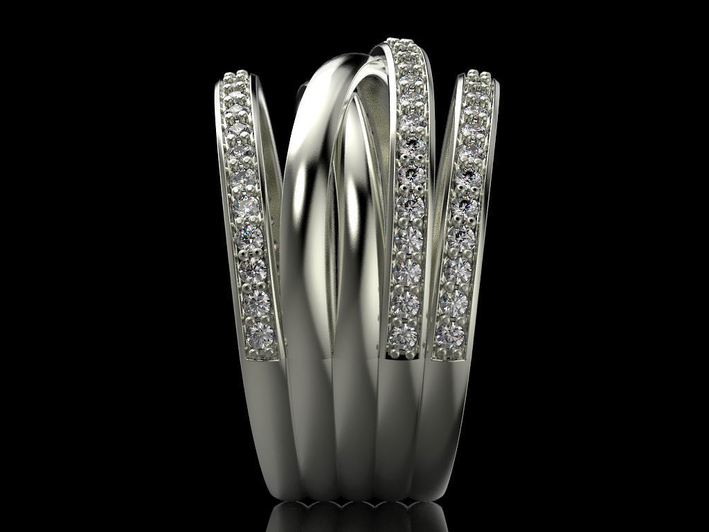 Multi band ring 3D print model_3