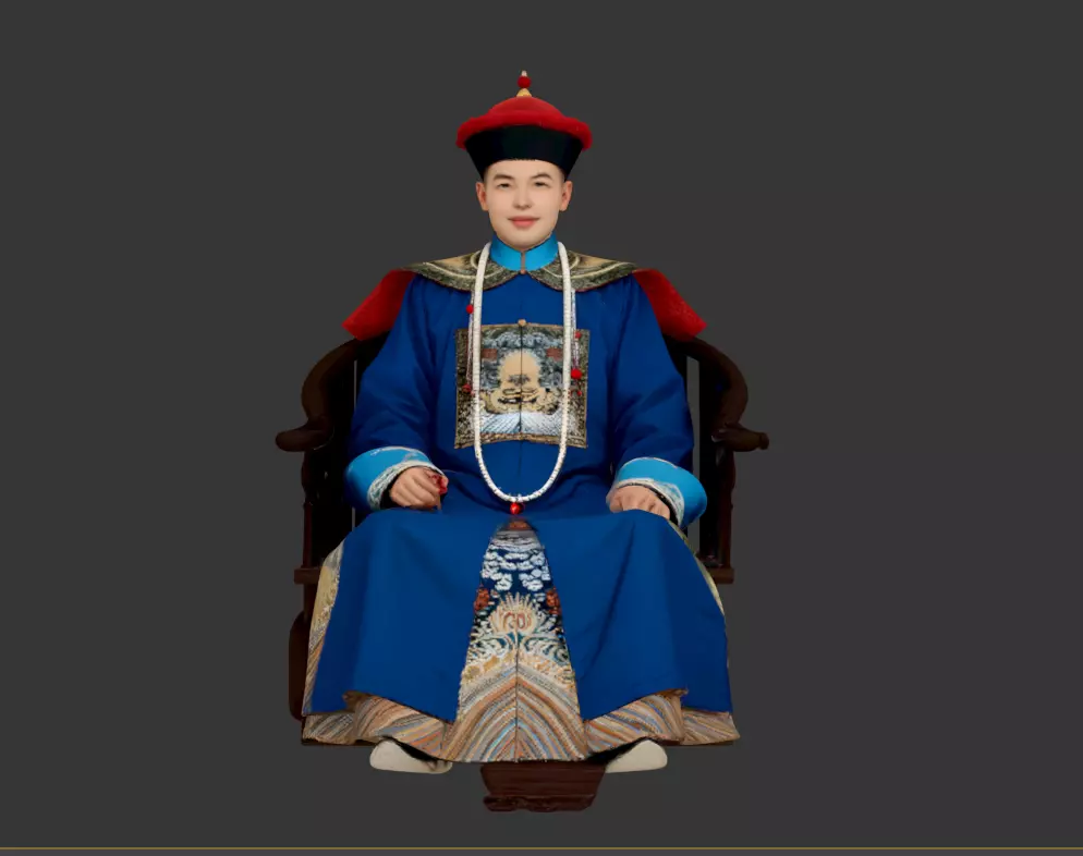 D013- Oriental Field - Qing Dynasty Red Top First Class Member 3D model