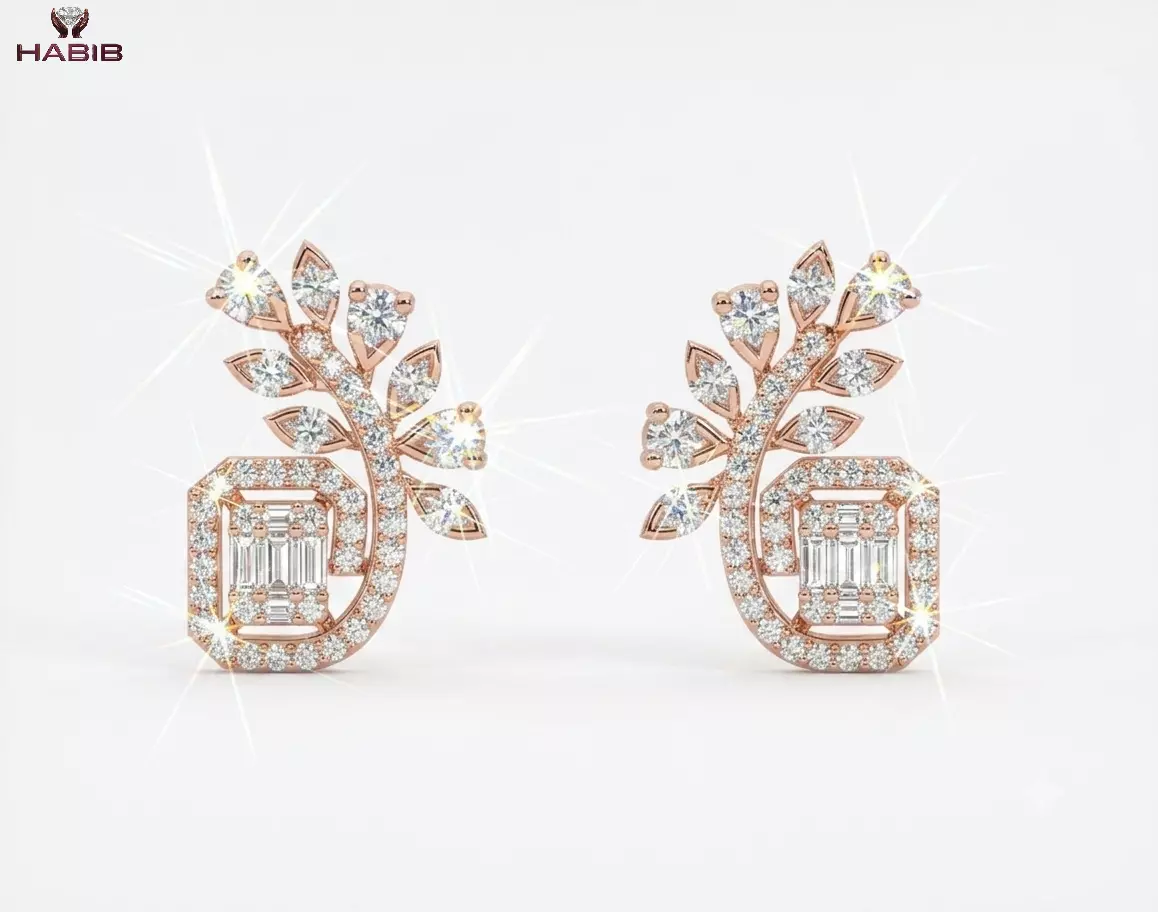 Emerald Style Diamond Drop Earrings CAD STL JCD Free 3D print model