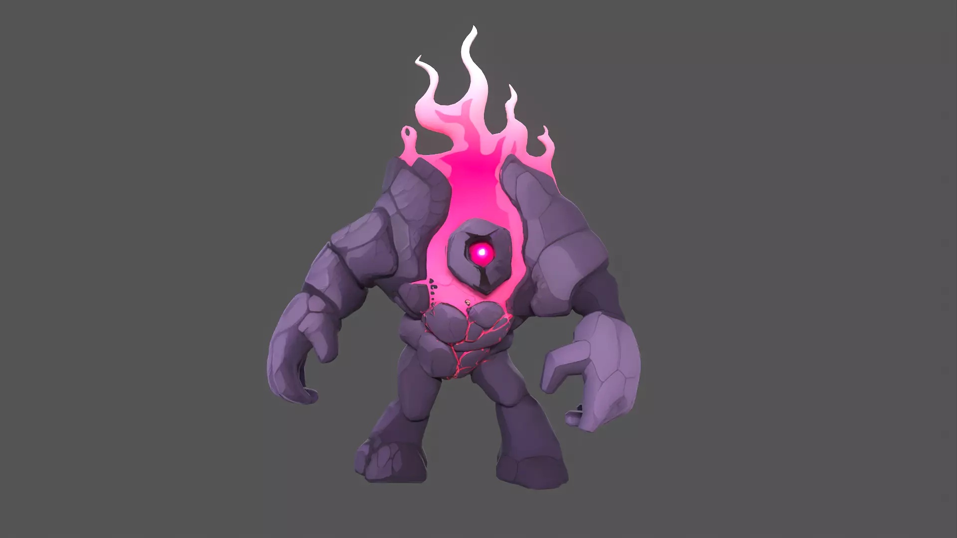 Stylized Fire Rock Monster Toon Game Character Low-poly 3D model