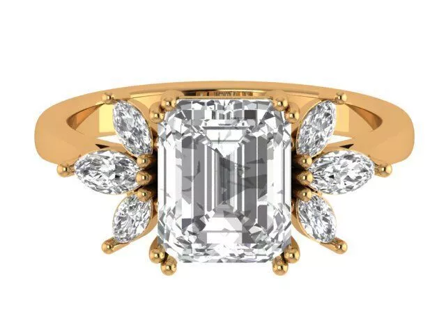 Emerald Marquise Solitaire Ring 3D print model