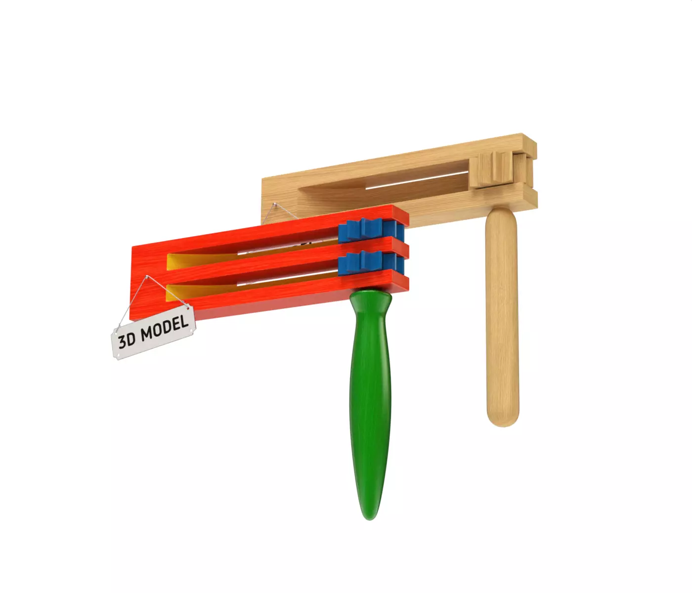 Animated noise maker spinning fan ratchet toy 3D model