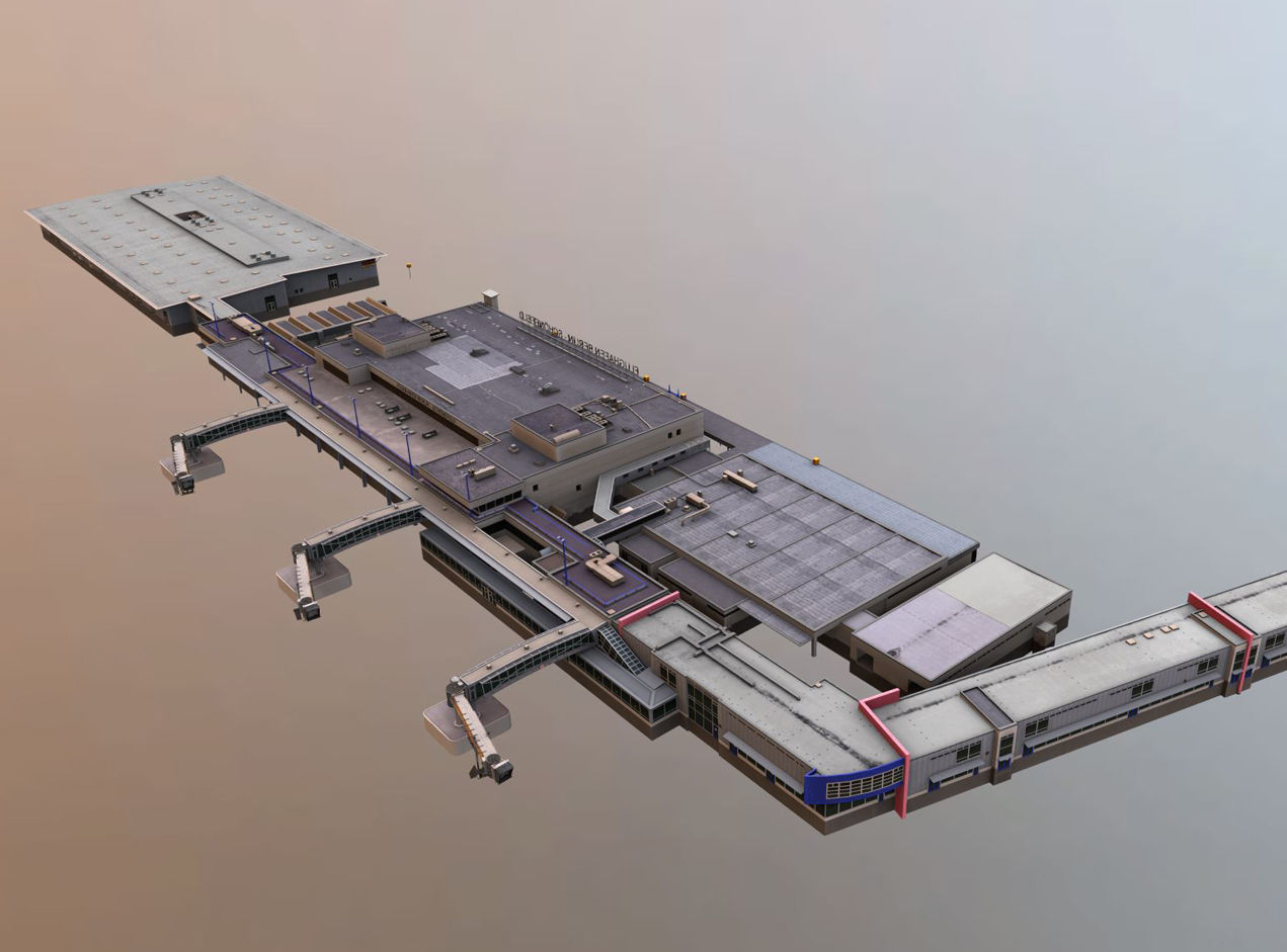 Airport Terminal Schonefeld EDDB  Low-poly 3D model_12