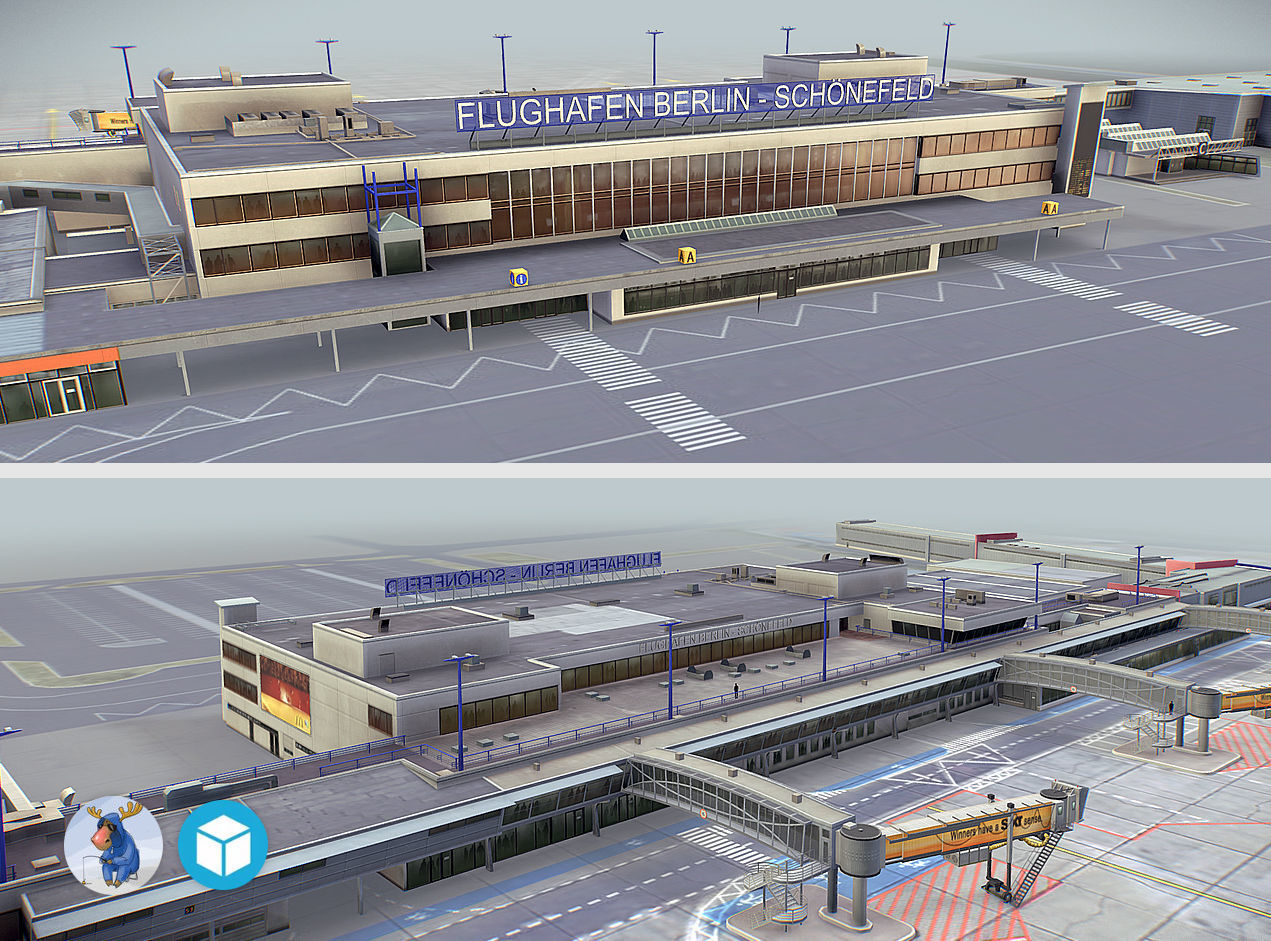 Airport Terminal Schonefeld EDDB  Low-poly 3D model_1
