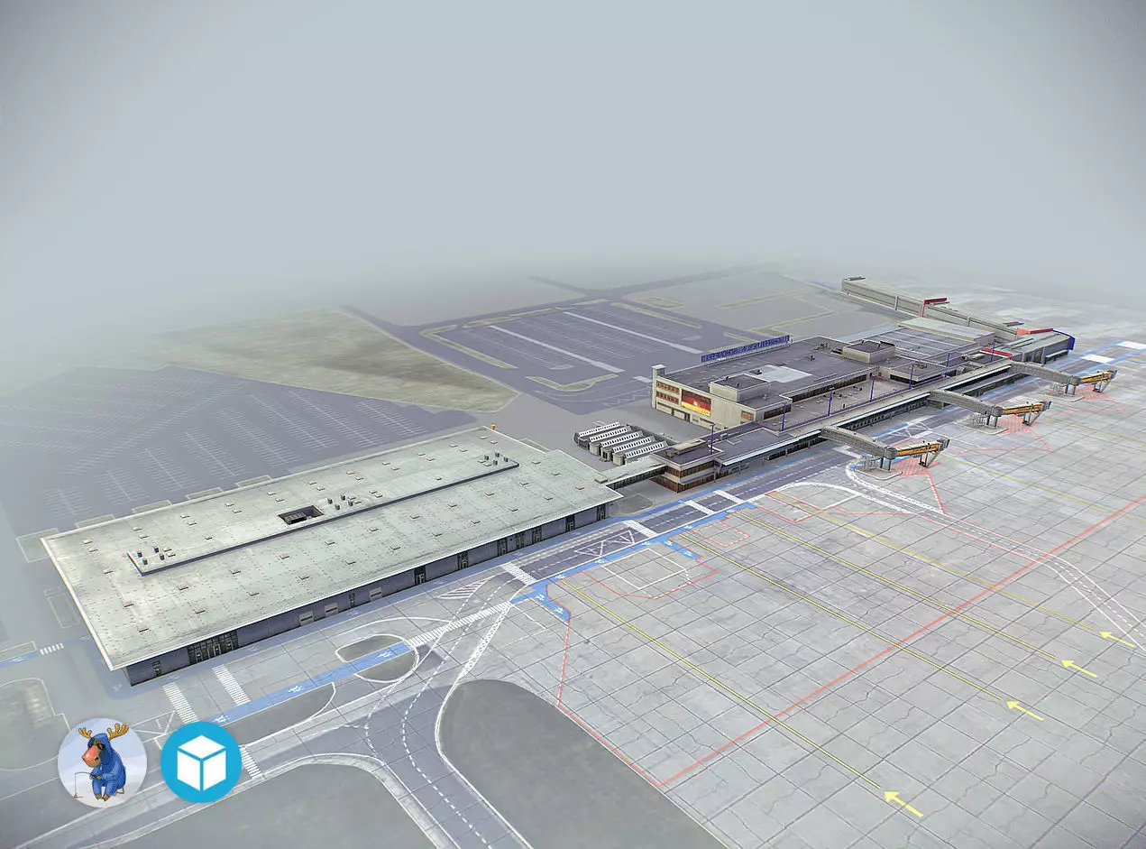 Airport Terminal Schonefeld EDDB  Low-poly 3D model_0