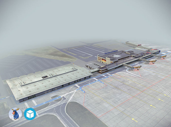 Airport Terminal Schonefeld EDDB  Low-poly 3D model