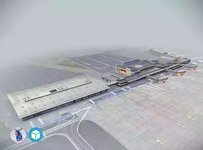 Airport Terminal Schonefeld EDDB  Low-poly 3D model