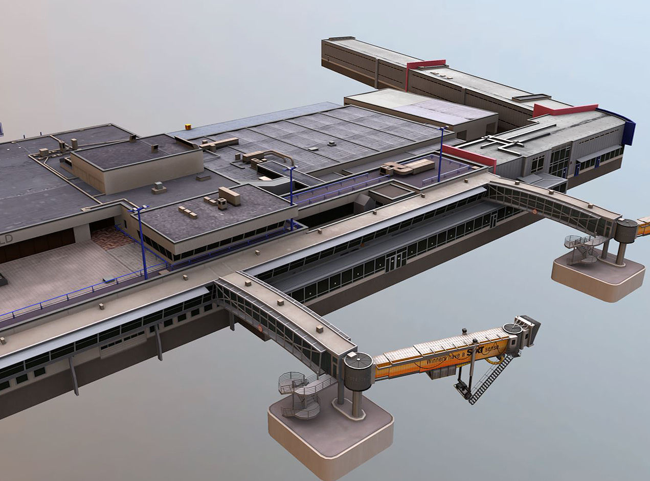 Airport Terminal Schonefeld EDDB  Low-poly 3D model_16