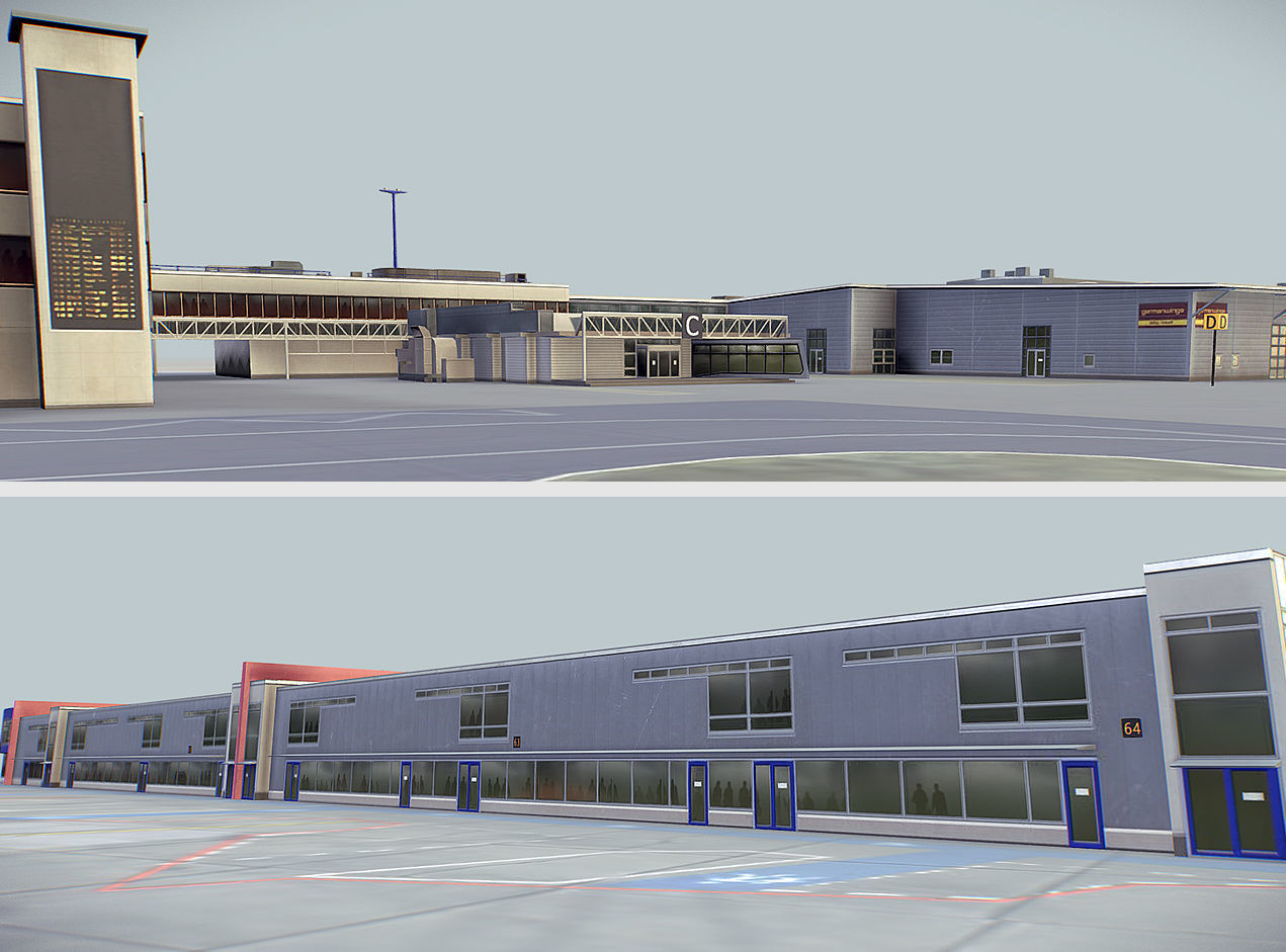 Airport Terminal Schonefeld EDDB  Low-poly 3D model_11
