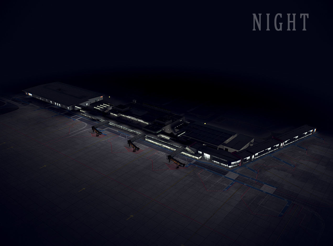 Airport Terminal Schonefeld EDDB  Low-poly 3D model_3