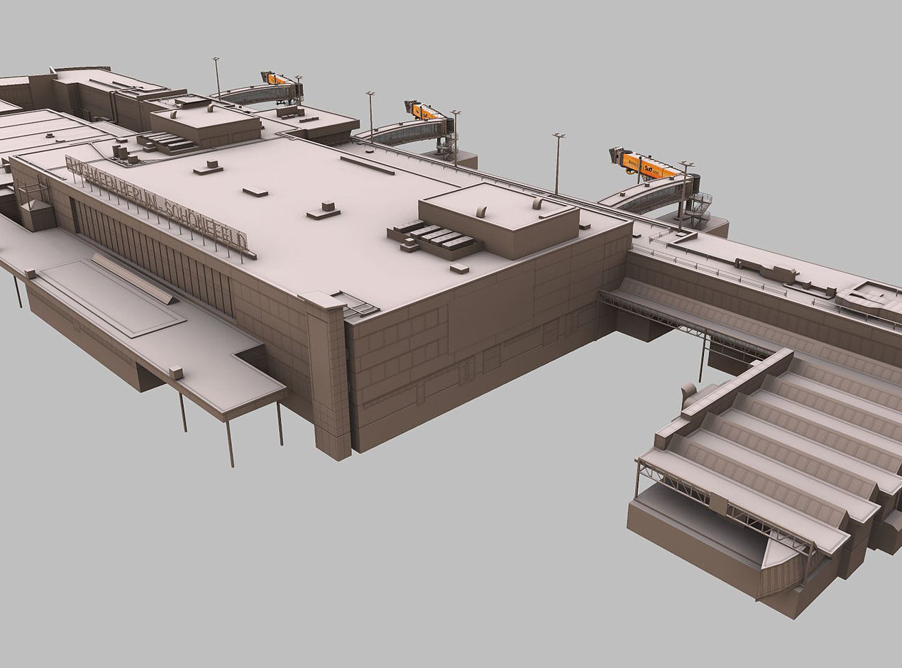 Airport Terminal Schonefeld EDDB  Low-poly 3D model_10
