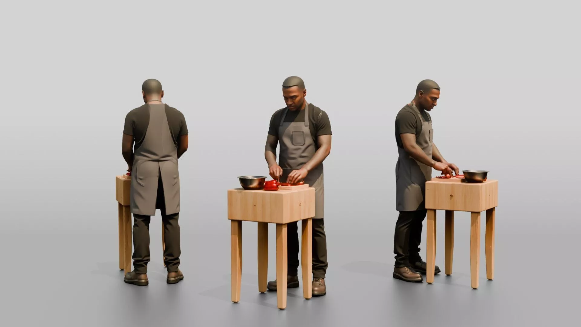 Chef Chopping Bell Peppers 3D model