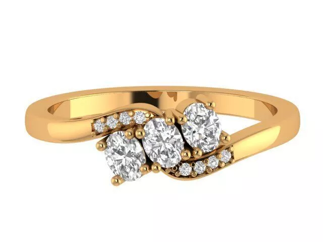 Oval THree Stone Ring 3D print model