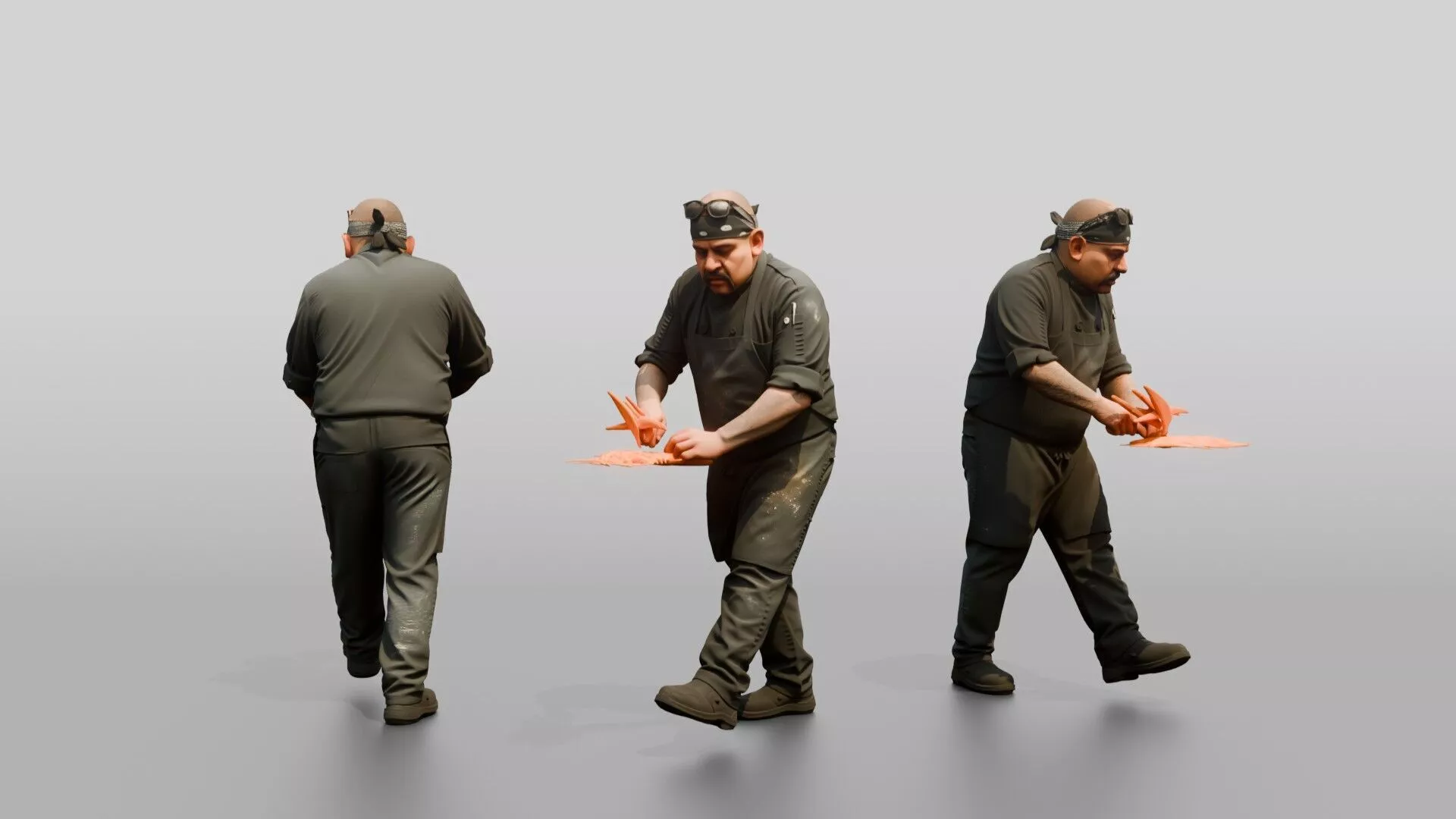 Line Cook Julienning Carrots 3D model