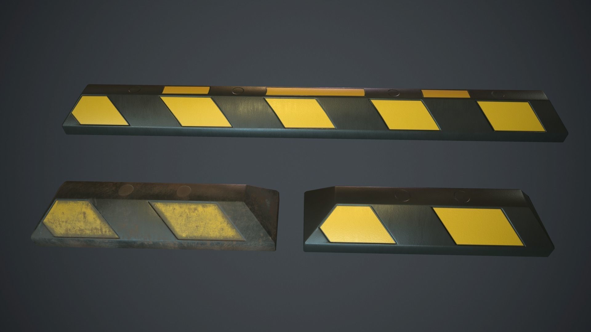 Rubber Parking Curb PBR Game Ready Low-poly 3D model_5