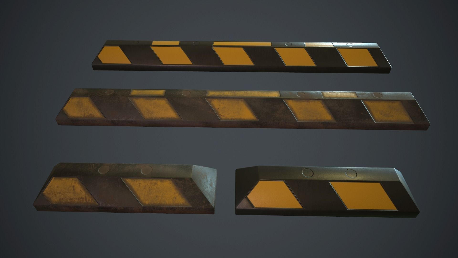 Rubber Parking Curb PBR Game Ready Low-poly 3D model_10