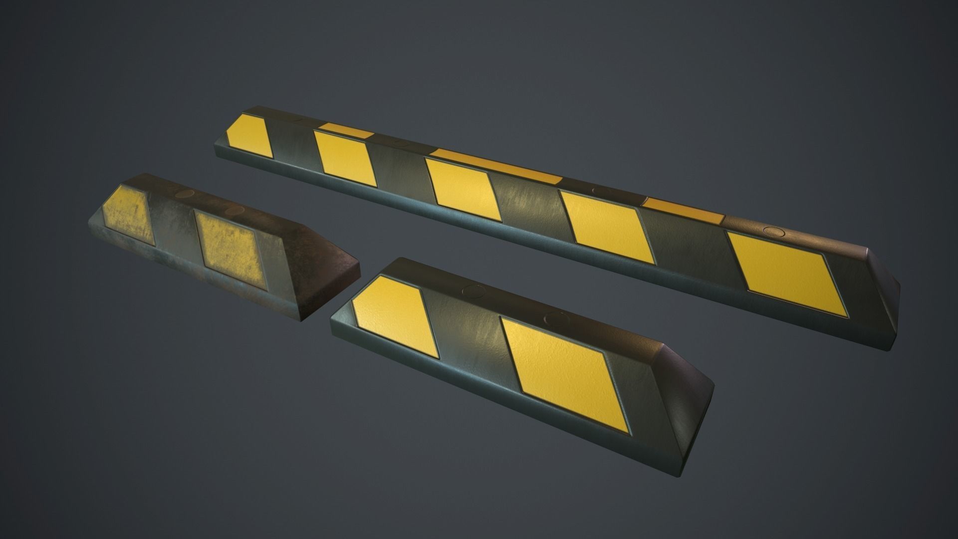 Rubber Parking Curb PBR Game Ready Low-poly 3D model_2