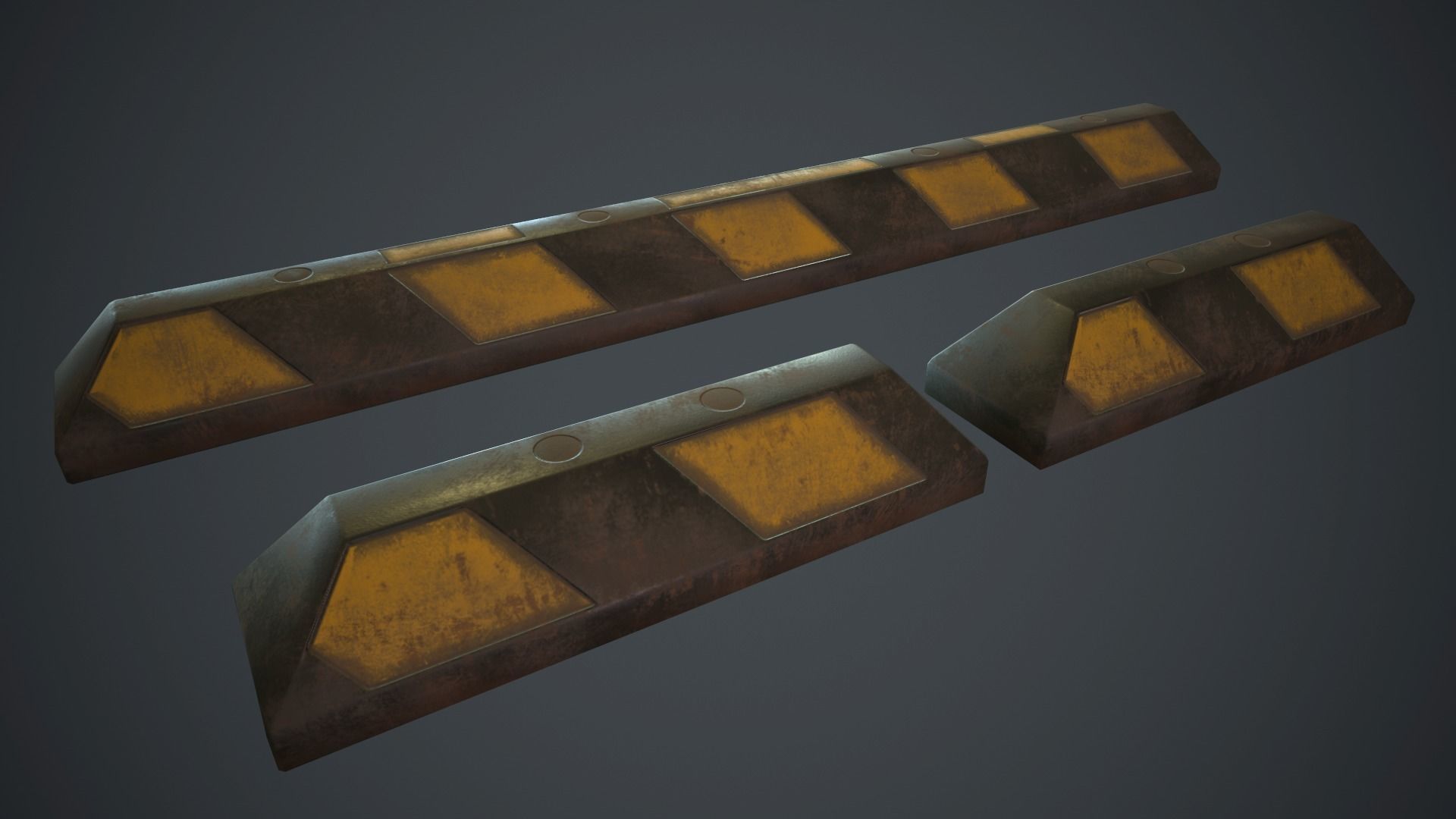 Rubber Parking Curb PBR Game Ready Low-poly 3D model_9