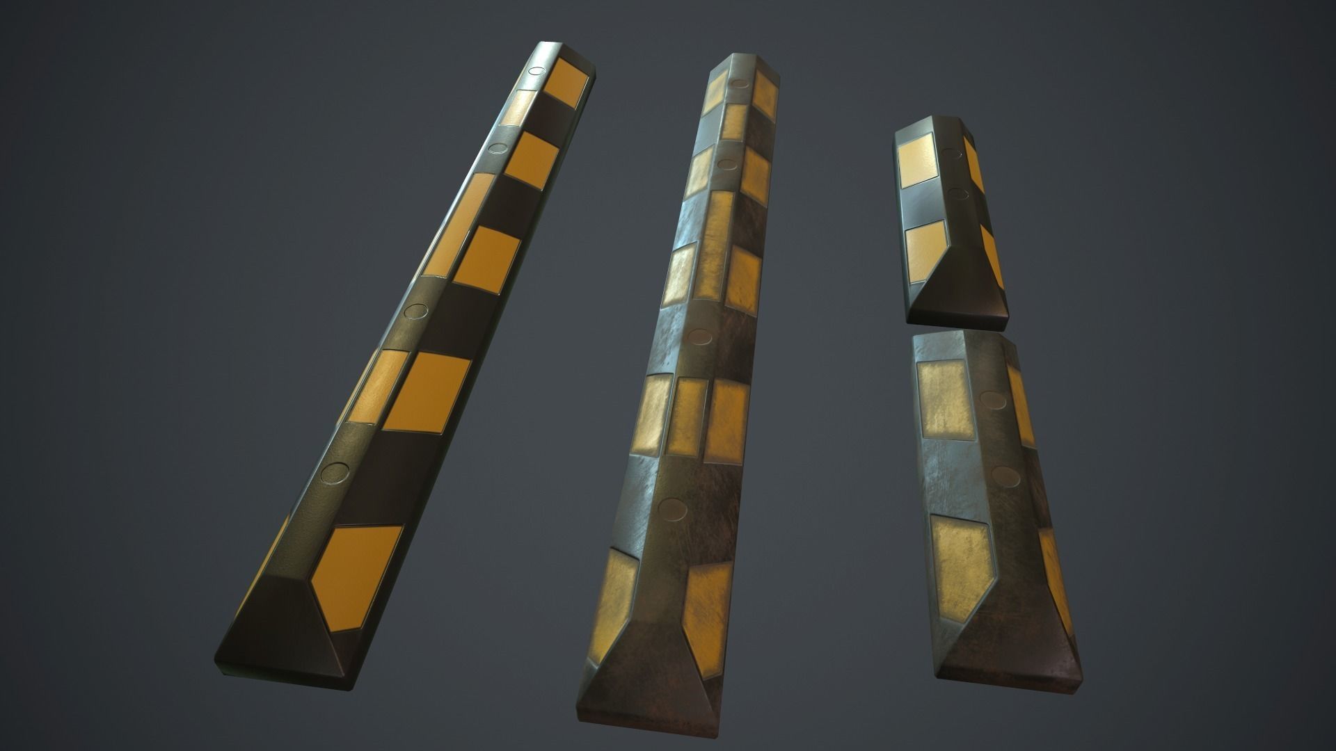 Rubber Parking Curb PBR Game Ready Low-poly 3D model_12