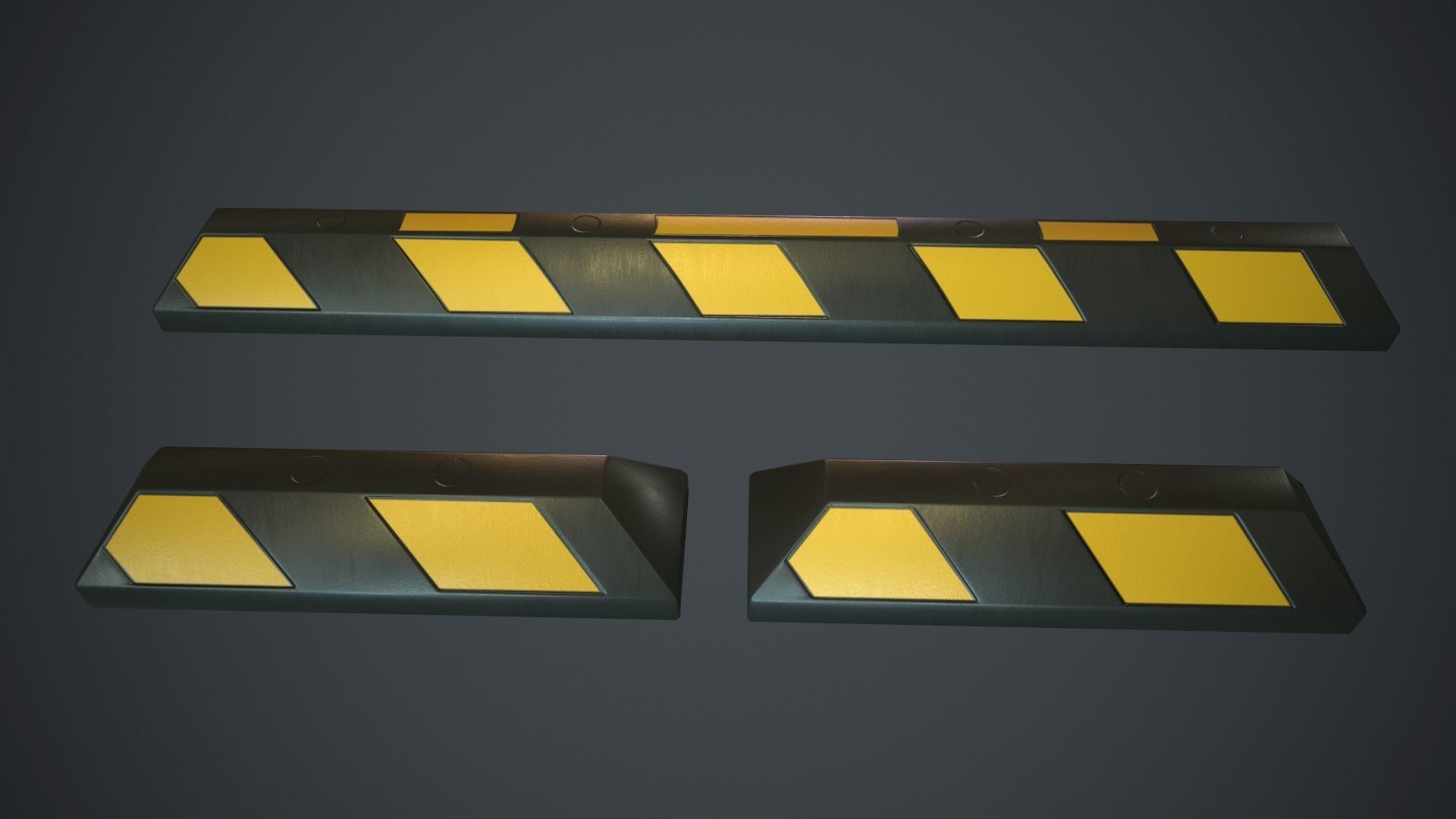 Rubber Parking Curb PBR Game Ready Low-poly 3D model_3