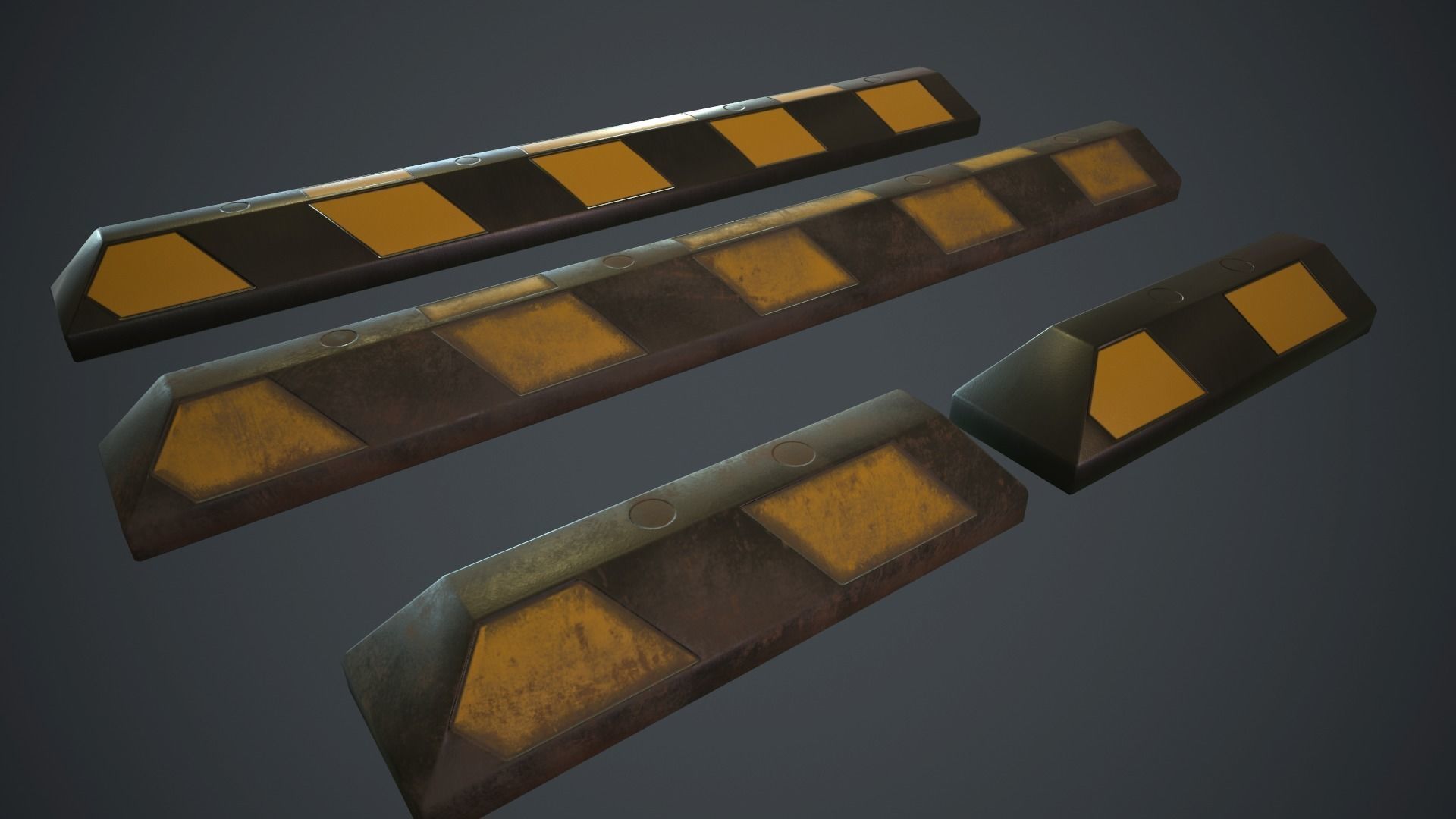 Rubber Parking Curb PBR Game Ready Low-poly 3D model_1