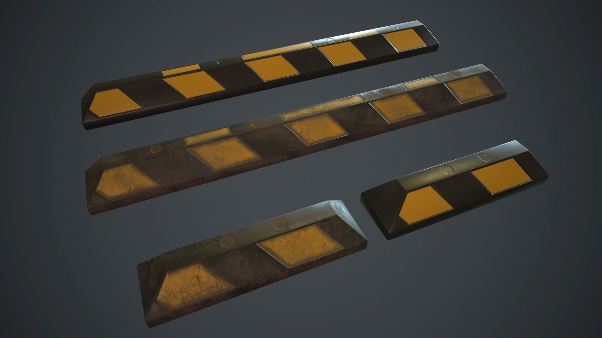 Rubber Parking Curb PBR Game Ready Low-poly 3D model_0