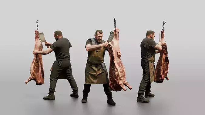 Butcher Chef Cleaving Beef