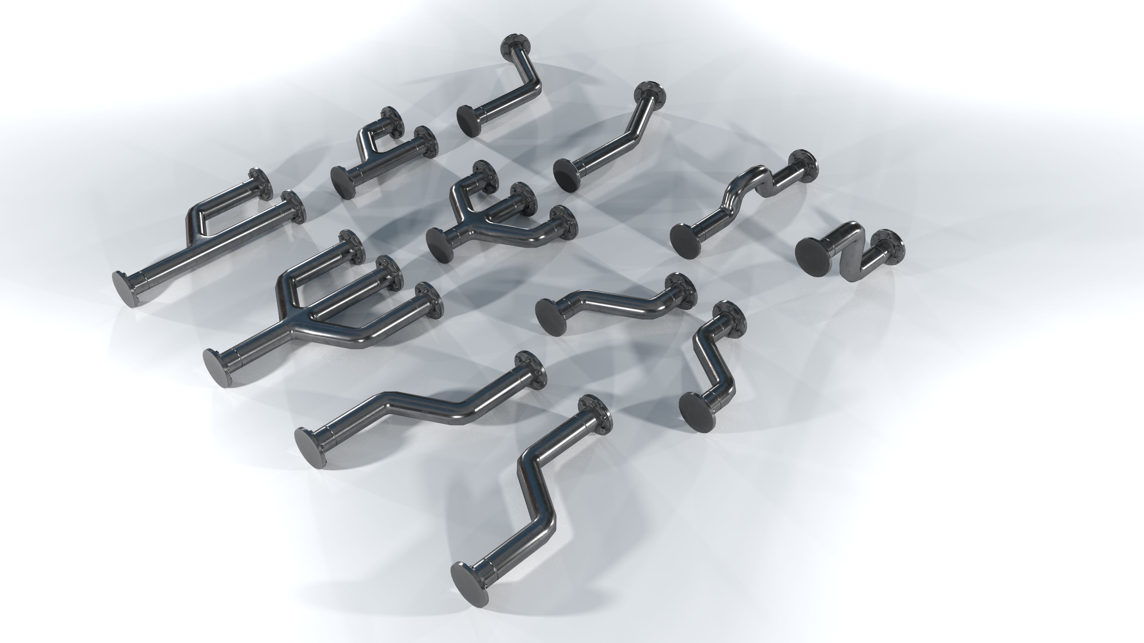 Modular low poly piping set Low-poly 3D model_3