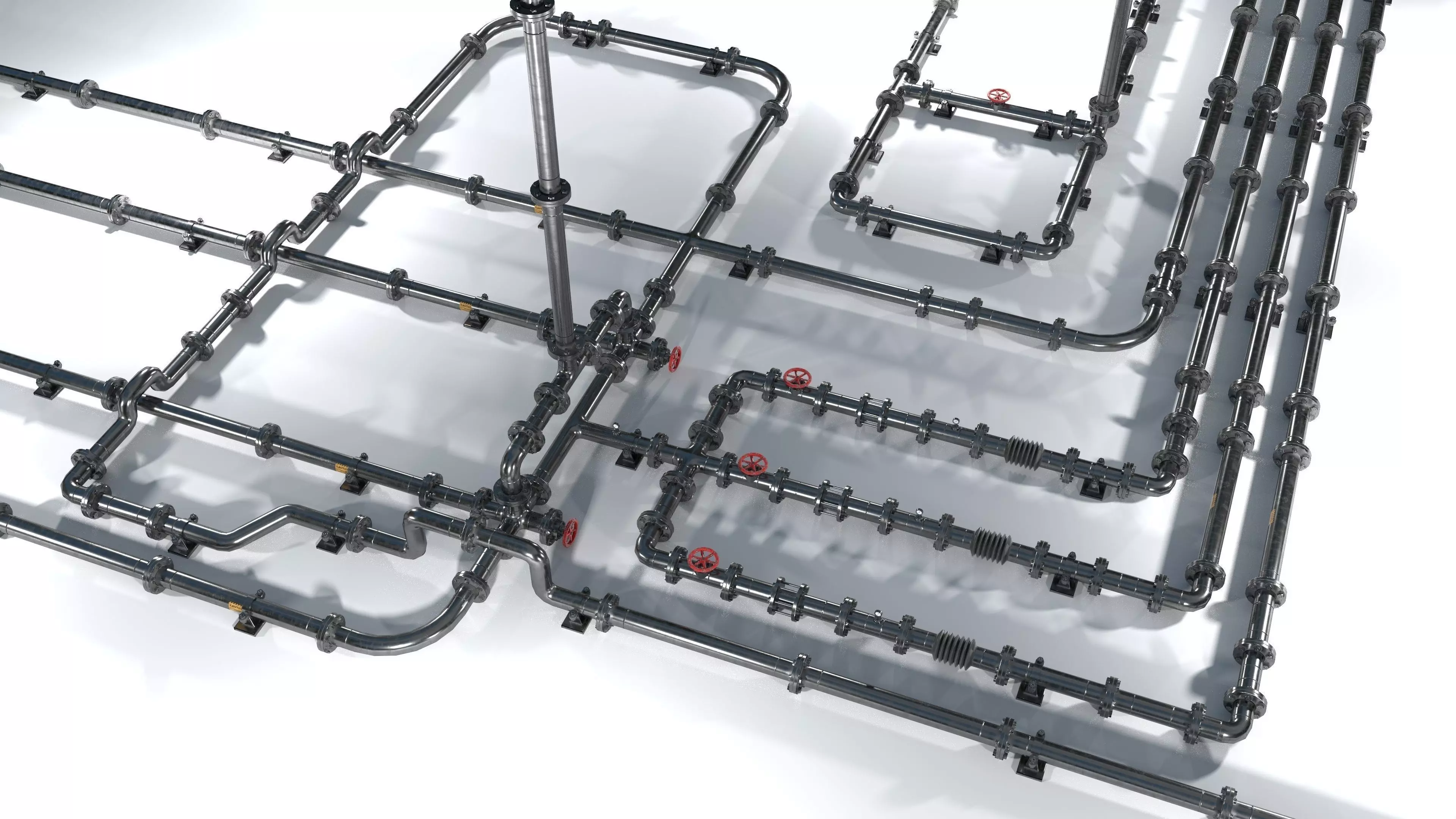 Modular low poly piping set Low-poly 3D model_0