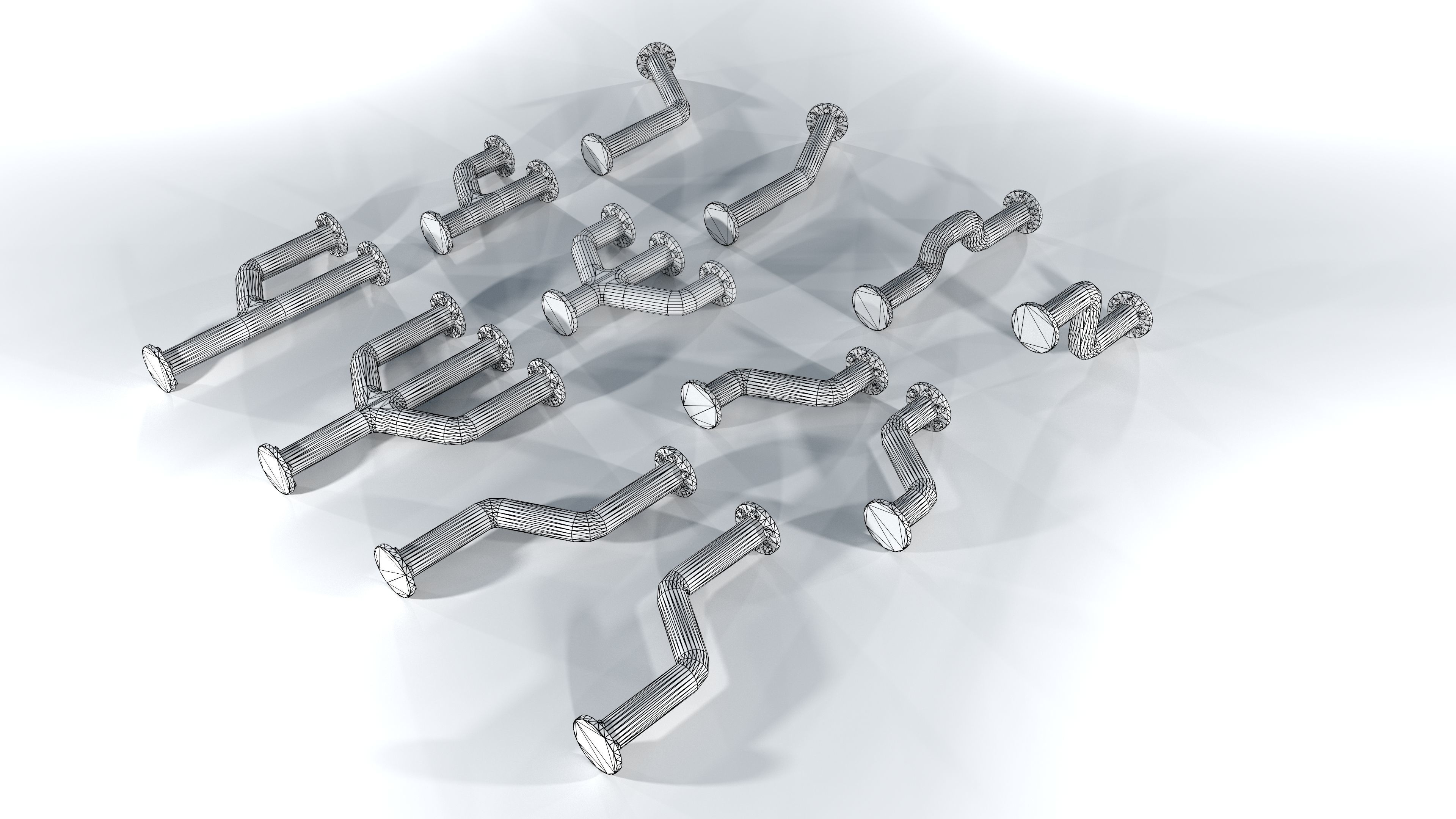 Modular low poly piping set Low-poly 3D model_4