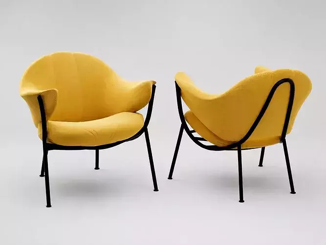 Modern lounge chair 3d model - realistic chair - Low-poly 3D model 2