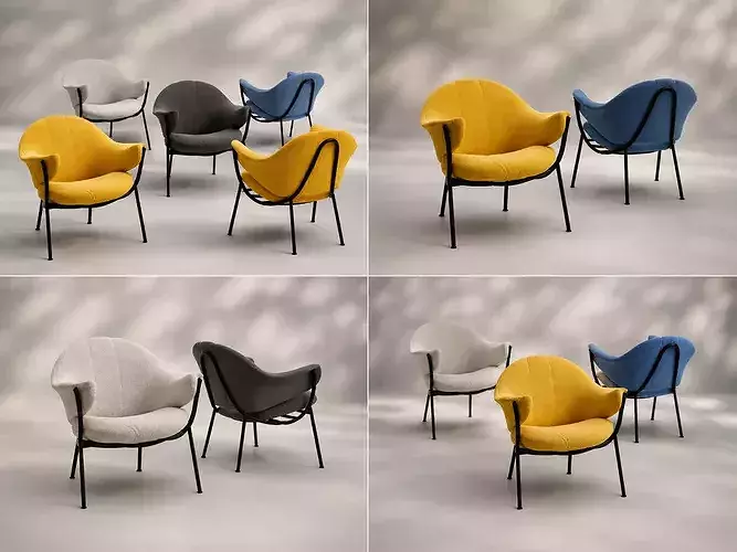 Modern lounge chair 3d model - realistic chair - Low-poly 3D model 7
