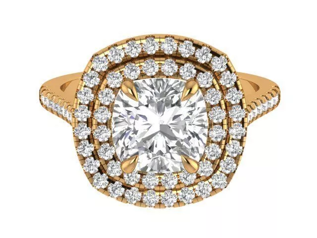 Cushion Engagement Ring 3D print model