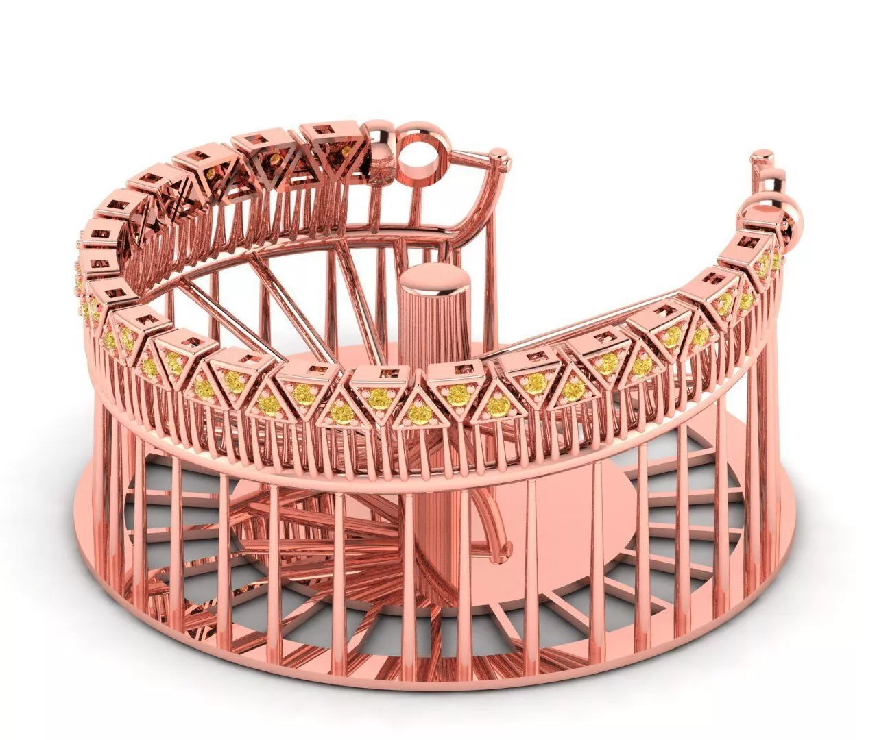 2nd 7 Inch spiral Triangle Link Tennis Bracelet CAD Design 3D print model