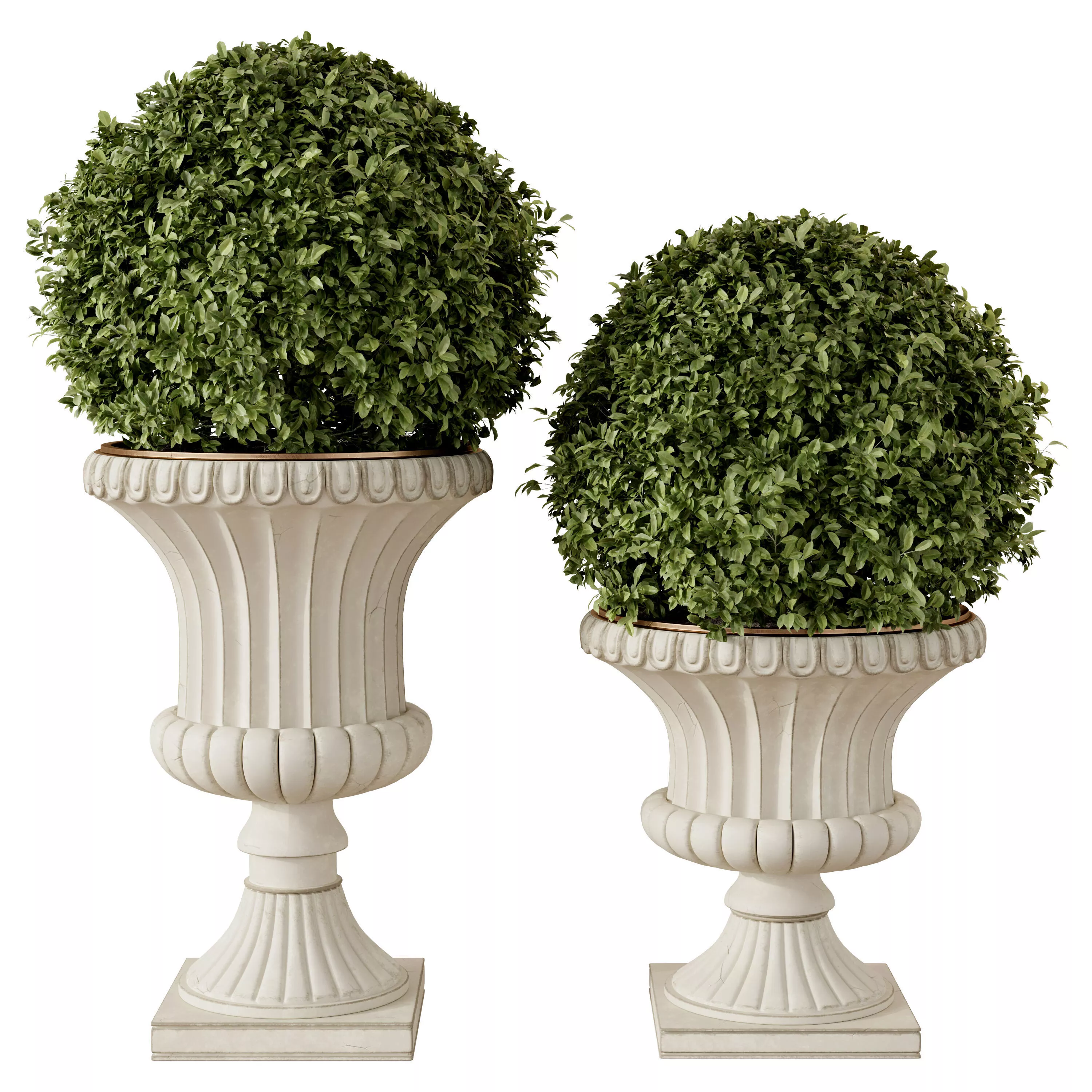 Outdoor Classic Urn Planter with Topiary 3D model