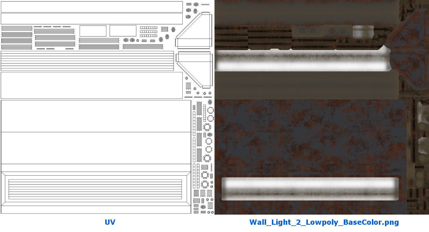 Wall Light 2 Lowpoly Low-poly 3D model_6