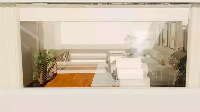 Modern Coastal Living Room Interior Scene Modular  3D model 6